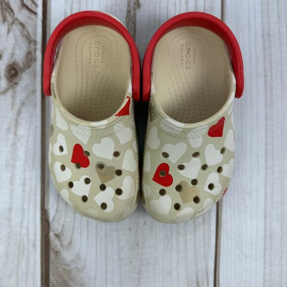 crocs toddler classic heart print sandals 9C - Picture 3 of 5